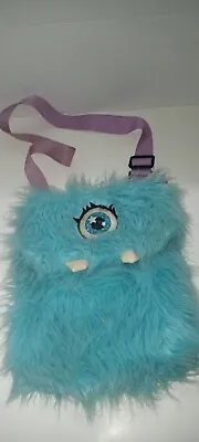 Justice One Eyed Blue Furry Monster Purse Bag • $24.99