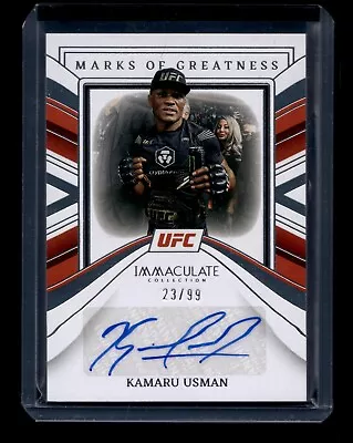 Kamaru Usman 2023 Panini Immaculate Ufc Marks Of Greatness Autograph #23/99 • $2