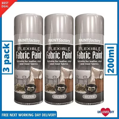 3 X Flexible Fabric Spray Paint Leather Vinyl Textile Clothes Fast Drying 200ml • £8.98