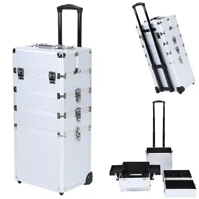 4 IN 1 Professional Makeup Train Case Rolling Cosmetic Trolley Beauty Travel Box • $78.99