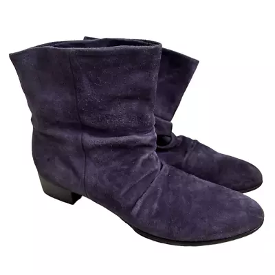 Munro American Boots Bootie Purple Real Genuine Leather Suede Pull On Size 8 • $38