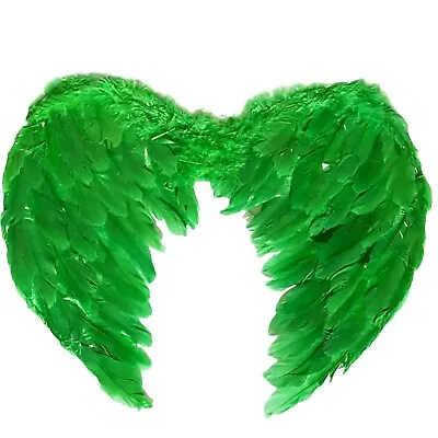GREEN FEATHER WINGS Ladies Angel Fairy Fancy Dress Hen Party Costume Accessory • £6.48