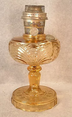 Aladdin Honey Amber Glass Washington Drape Kerosene Oil Lamp With Model B Burner • $51