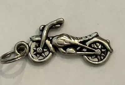 Vintage Motorcycle Charm Pendant For Necklace Pewter Silver Tone FREE SHIPPING • $11