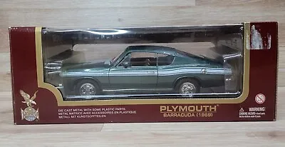 Road Legends 1969 Plymouth Barracuda 1:18 Scale Color Green Die Cast  OPEN BOX • $27.99