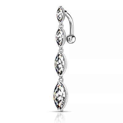 £4.20 • Buy STEEL BAR - Reverse Clear Drop Dangle Belly Bar - 6mm 8mm 10mm 12mm 14mm