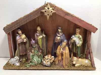 Nativity All In One Christmas Baby Jesus Mary Joesph Wisemen Shepard Cow Sheep • £53.08