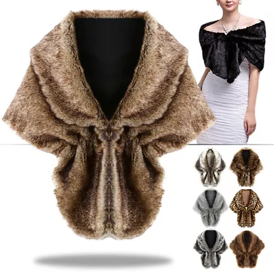 Women Bridal Luxury Faux Fur Shawl Wedding Cape Scarf Elegant Winter Warm Poncho • $22.72