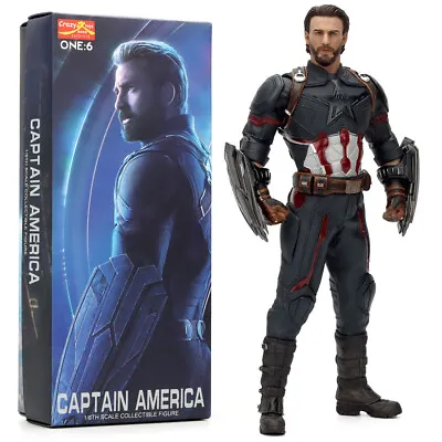 Captain America Marvel Avengers 1:6 Scale 12  Figure Figurine Statue Crazy Toys • £64.68
