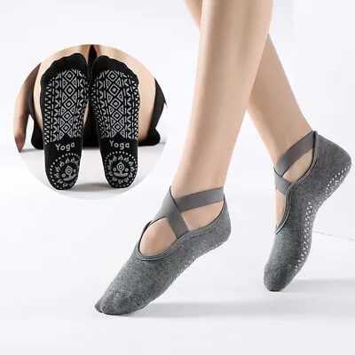 $6.85 • Buy Cotton Yoga Socks Non Slip Grip Pilates Massage Ballet Exercise Workout Gym