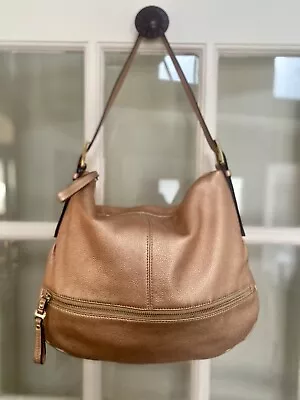 B. Makowsky Metallic Pink Leather Hobo Shoulder Hobo Handbag Purse • $42