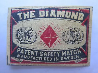 DIAMOND MATCHES MATCH BOX LABEL C1940s MEDIUM SIZE MADE In SWEDEN • $3.89