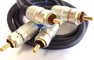 £3.75 • Buy Short 0.5m PRO 2x RCA Twin PHONO Audio Cable 24k Gold OFC 50cm Lead Male Plug