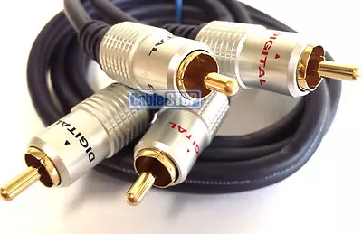 Short 0.5m PRO 2x RCA Twin PHONO Audio Cable 24k Gold OFC 50cm Lead Male Plug • £4.35