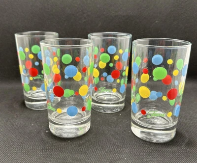 $59.99 • Buy Set Of 4 Fiesta Glass Polka Dot Multicolor Tumblers Glasses Fiestaware 4.25 
