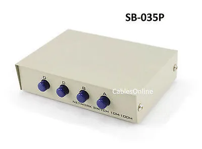 Compact 4-Way RJ45 Ethernet Network Push Button Metal Mini Switch Box SB-035P • $16.95