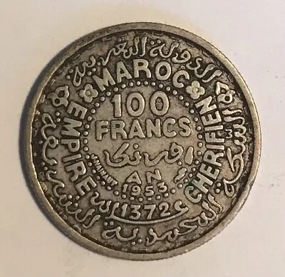 1953 Morocco 100 Francs Silver Foreign Y# 52 0.720 Fineness • $11