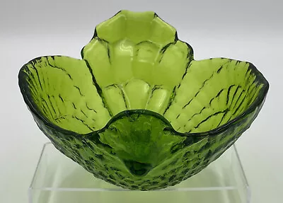 Green Viking Glass 9  Hen Chicken Salad Bowl #6983 Bird MCM Atomic Art • $29