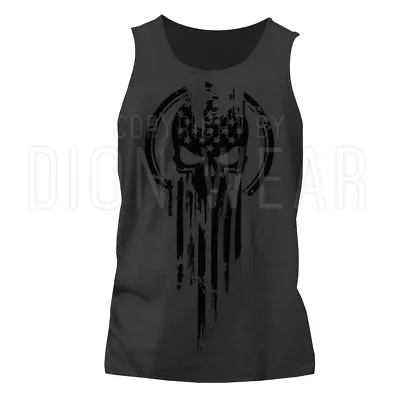 American Warrior Flag Skull Military Tank Top Sleeveless T-shirt • $23.95