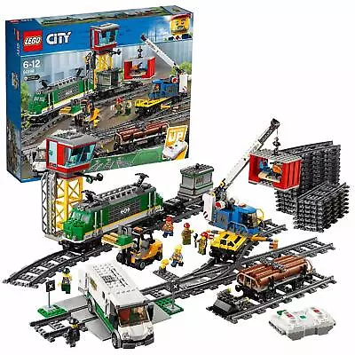 Lego City 1226pc Powered Cargo Train Set With Rail Forklift Crane Building More • $448