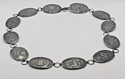 GIBSON GENE Native American NAVAJO STERLING SILVER CONCHO BELT 35'' • $150