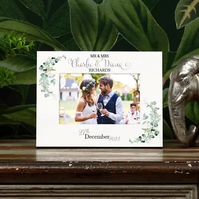 £14.99 • Buy Personalised Wedding Day Photo Frame Gift With Eucalyptus Leaves C58-27