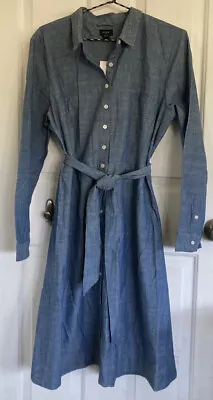 NWT J. CREW Cotton  LS Shirt Dress Blue Chambray Sz XL • $65