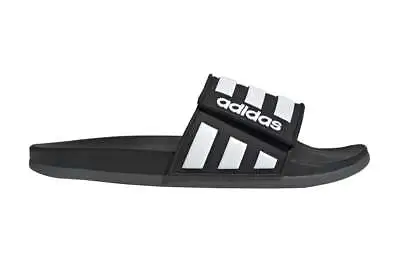 $49.99 • Buy Adidas Men's Adilette Comfort Adjustable Slides (Black/White/Grey, Size 11 US),