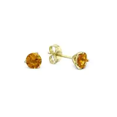14k Yellow Gold Plated 1/2 Carat Round Created Citrine CZ Stud Earrings • $8.99