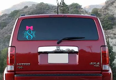 Monogram Initials Bow Car Decal Car Sticker Car Window Laptop Decal Notebook Dec • $14