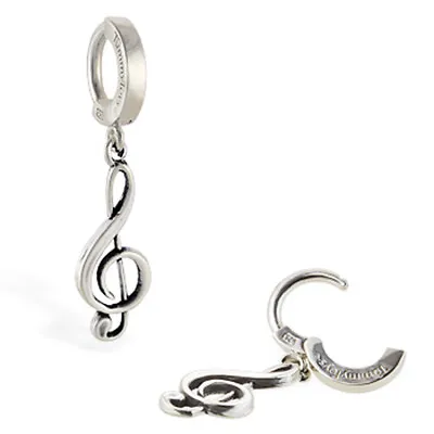 TummyToys Silver Music Note Belly Button Ring Sexy Snap On Body Jewelry • $33.50