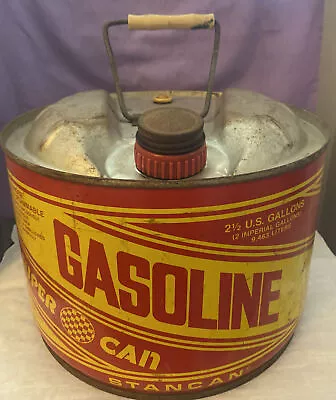 Vintage STANCAN Super Can Gasoline Can 2 1/2 Gallon Galvanized Steel Gas Can • $25