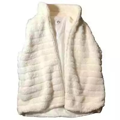 KATYDID Cream Size M Faux Fur Front Full Zip Up Vest Medium H1 • $9.59