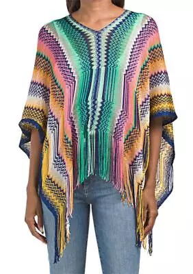 Missoni ~ Fringe Colorfol Zig Zag - Swimsuit Cover Up Metallic Poncho *NEW TAGS! • $214.99