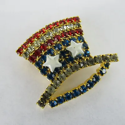 Uncle Sam American Colors Top Hat Brooch Vintage Pin Jewelry Election Year • $13