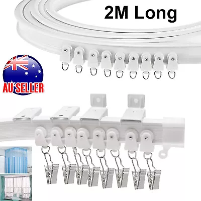 2M Bendable Flexible Curtain Track Rail Rod Ceiling Window Caravan Straight Bay • $21.59