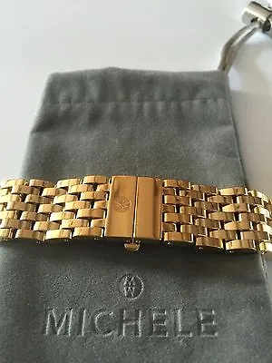 MICHELE DECO MODERNE 18k Yellow Gold Plt 18mm Watch Bracelet -MS18CZ246710 • $475