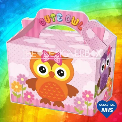 1/12 Cute Owl Themed Card Party Favour Filler Loot Handle Boxes Food Sweets Box • £0.99