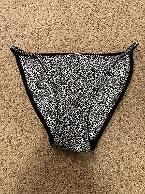 Black And White Satin Silk String Bikini Sz Large • $5.43