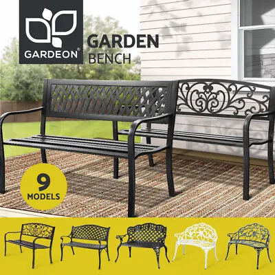 $59.95 • Buy Gardeon Garden Bench Outdoor Furniture Chair Steel Backyard Patio Porch Park