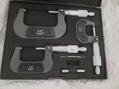 Cen-Tech 0-3” 3 Piece Outside Micrometer Set .001” Graduation / Never Used  • $35