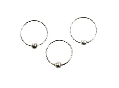 20g 7/16  Sterling Silver Nose Ring Hoop With Fixed Bead Body Jewelry • $7.99