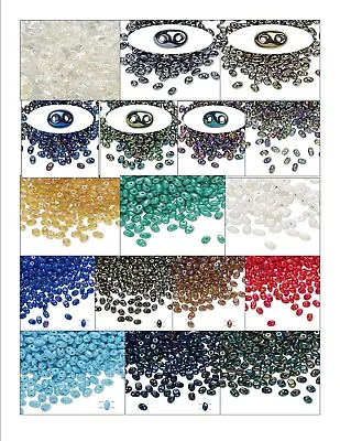 $2.69 • Buy Bead GLASS Preciosa TWIN Seed BEADS Iris, AB & Rainbow Finishes Two Hole 2.5x5mm