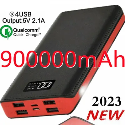 900000mAh Digital Power Bank LED 4USB Backup Battery Charger Fr Mobile Phone UK • £6.98