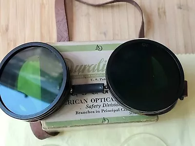 Rare Near Mint Vtg AO Dark Green Steampunk Goggle+Extra Clear Lenses W/Box • $95