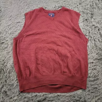 Saddlebred Mens Red Sleeveless V-Neck Pullover Cotton Sweater Vest Size Large • $19.88