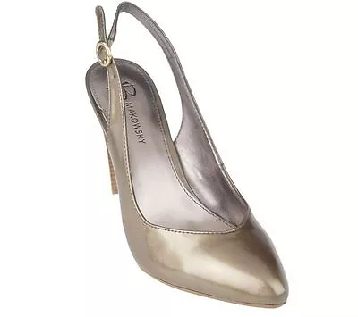 New B. Makowsky MARCY Patent Leather Slingback Pump Heel Shoe ~Bronze *7.5 • $49.99