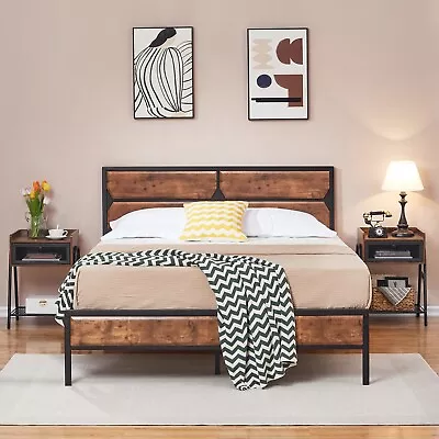 Vecelo Twin/Full/Queen Size Bed Frame Wooden Headboard Heavy Duty Metal Platform • $148.62