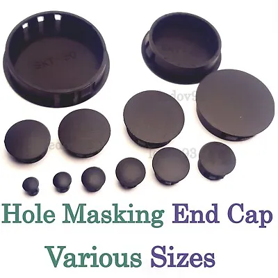 Round Plastic Protective Tube Pipe Inserts Blanking End Caps  Masking Hole Black • £2.88