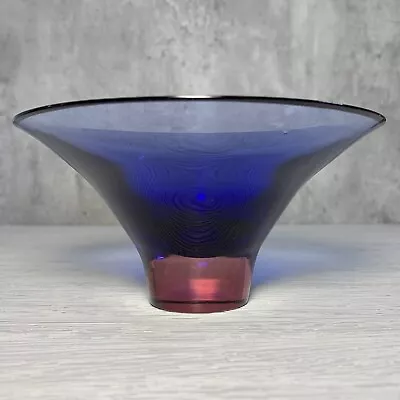 Murano Glass Flavio Poli For Seguso Blue Rubino Pink Sommerso Bowl 5.75  AS IS • $70